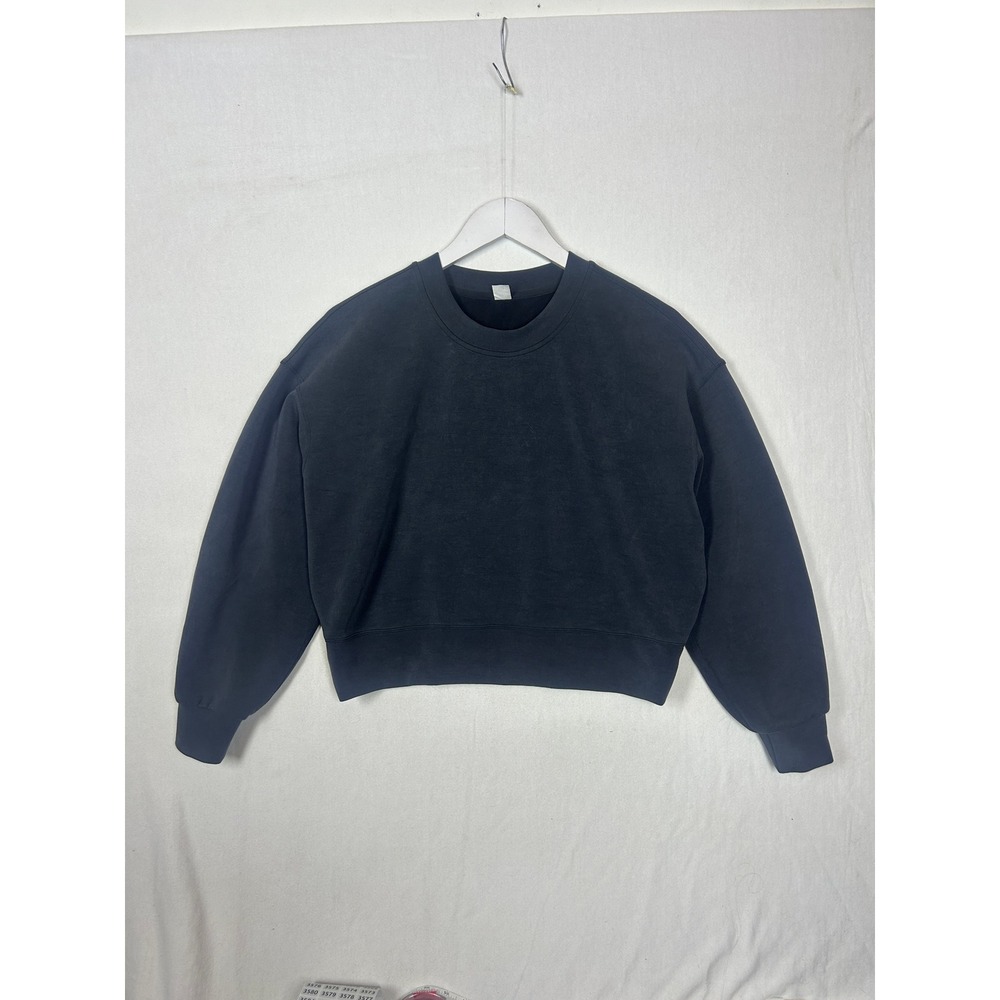 Lululemon Perfectly Oversized Cropped Crew Sweatshirt Black LW3HONS Size 4